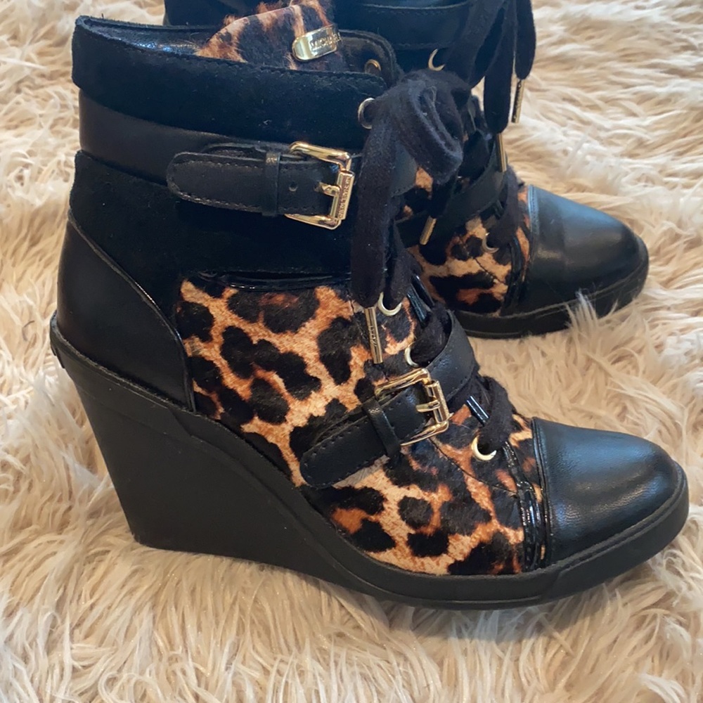 Michael Kors faux fur wedge bootie. Only worn twice.